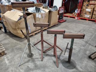 4x Assorted Material Support Roller Stands