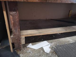 Large Heavy Duty Wooden Workbench w/ Attached Vices