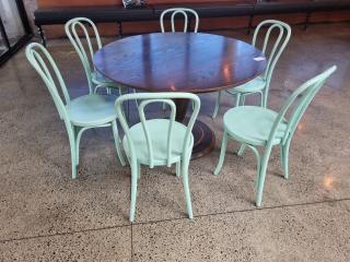 Cafe Table with 6 Bentwood Chairs