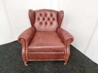 English Style Wingback Chair  - Leather (Brown)