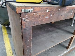 Vintage Wood Workbench w/ Vice