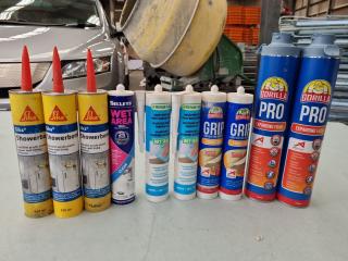 Assorted Tubes of Expanding Foam, Adhesives, Sealants