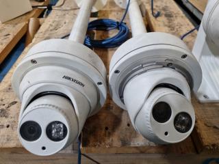 3x Hikvision 4mp Network Security Cameras w/ Mounting Poles