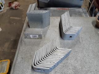 Assorted galvanised brackets and angles.