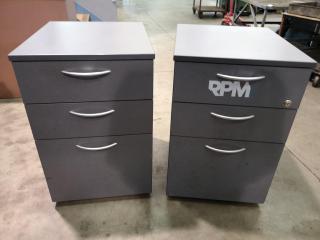 2x Office Mobile Drawer File Units