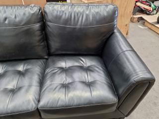 Black Leather-Like 3-Seater Sofa Couch