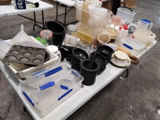 Assorted Lot of Restaurant Kitchen Accessories, Containers, & More