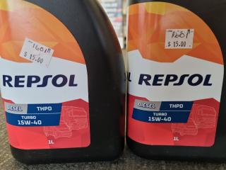 5x 1L Bottles Repsol Diesel TurboTax THPD 15W-40 Oil