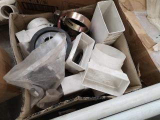 Assorted Lot of Plastic Pipe Fittings, Couplings, Components, & More
