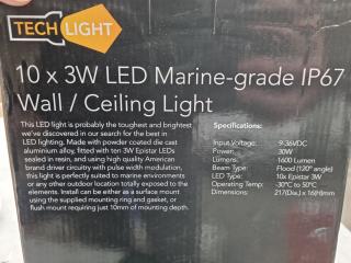 4x Techlight Marine Grade IP67 LED Wall / Ceiling Lights