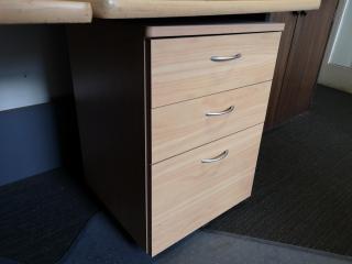 L-Shaped Corner Workstation Desk w/ Drawer & Side Shelf Units