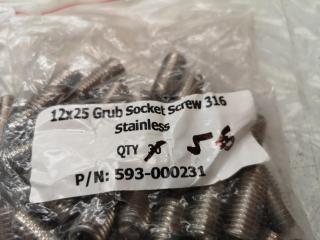 159x 12x25mm Grub Socket Screws, 316 Stainless Steel Grade