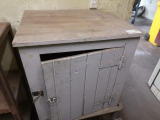 Vintage Antique Wooden Workshop Cabinet w/ Stand