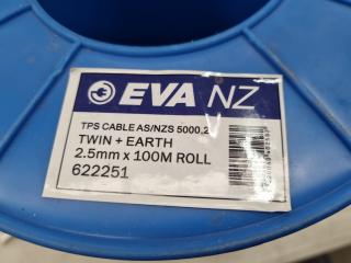 EVA NZ Twin Earth TPS Electrical Cable, 2.5mm, 100-metre Roll, New
