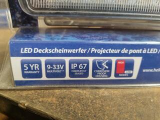 2x Hella Marine Sea Hawk XL Black LED Deck Floodlights, New