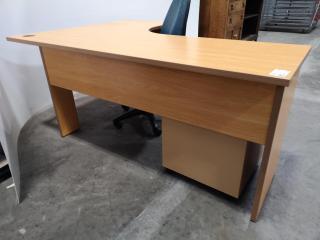 L-Shaped Office Corner Desk Workstation w/ Chair & Mobile