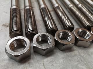 8x Large Stainless Steel Bolts w/ Nuts