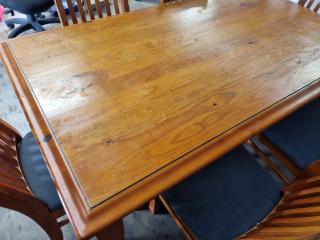 Wood Dining Table w/ 6x Wood Chairs