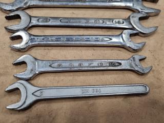 7x Assorted Combination & Open End Spanners