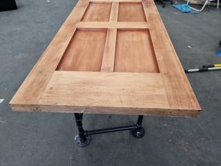 Vintage Wood Door Converted to Steam Punk Inspired Table