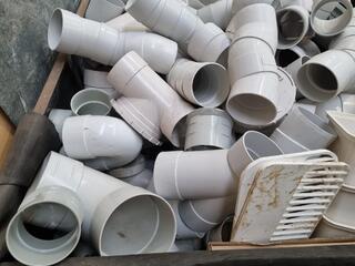 Assorted PVC Pipe Connectors, Fittings, Drain Basins