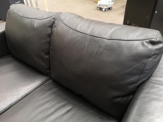 Stylish 2-Seater Black Leather Sofa Couch