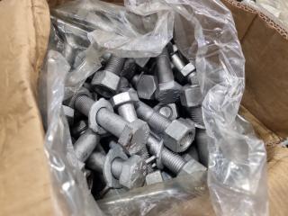 Pallet of Large Galvanised Structural Assembly Bolts, Assorted Sizes