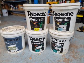 5x Resene Decorator Interior Paints, Partial 10L Buckets
