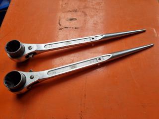 2x Scaffolding Podger Wratchets by Famous Toledo, 18/24mm Sizes