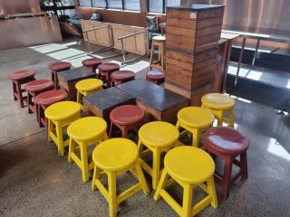 Large Set of Box Tables and Stools