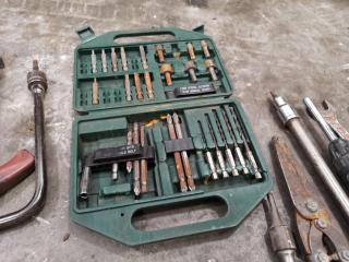 Assorted Lot of Hand Tools, Files, Brushes, Wrenches, Threaders & More
