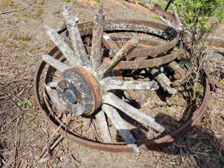 Antique Wagon Wheel Components, Axle, Rims