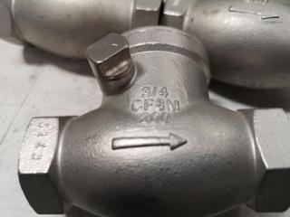 18x Assorted CF8M Pipe Check Valves