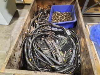 Crate of Used Bearing Grease Distributor Blocks and Fittings