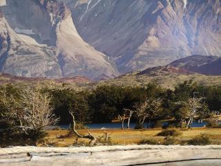 Large Rustic Wood Framed Patagonia Mountains Image w/ Smaller Framed Print