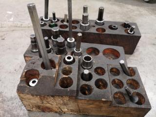 Assorted 1/2" Sockets w/ Hex Heads w/ 3x Wooden Bases