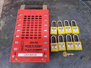 Master Lock Lockout Box w/ 8x Safety Lockout Padlocks + Key