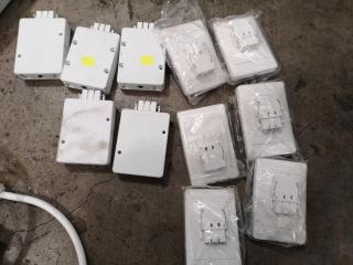 Assorted Electrical Cabling, Outlets, Multiboards for Office Workstation Desks