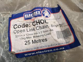 15x Assorted Types & Lengths of Steel Chain