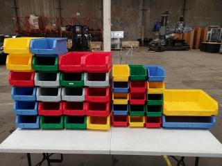 39x Lamson Plastic Workshop Storage Bins, Assorted Sizes