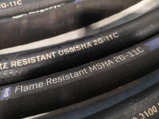 6x 19mm Flame Resistant Hydraulic Hoses, Assorted Lengths
