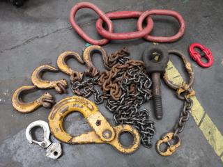 Assorted Lifting Hardware, Chain, Hooks, & More