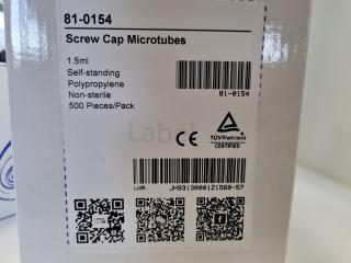 500x BioLogix 1.5mL Screw Cap Microtubes w/ Caps, New