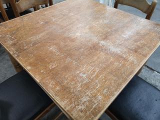 2x Worn Wooden Tables w/ 8x Chairs for Cafe or Home