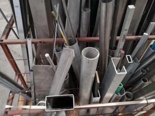 Workshop Material Storage Rack w/ Assorted Lengths of Steel Materials