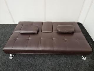 Brown Faux Leather Collapsible Reception Couch/Lounger