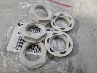 180x Plastic Conduit Locknuts, 25mm Dia, Bulk Lot, New