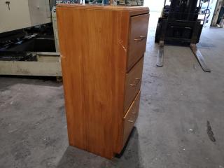 Vintage Wood 3-Drawer Office File Cabinet