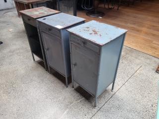 3 x Matching Industrial Steel Cabinets