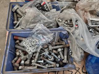 Pallet of Assorted Fastening Hardware, Cabling, Threaded Rod, & More